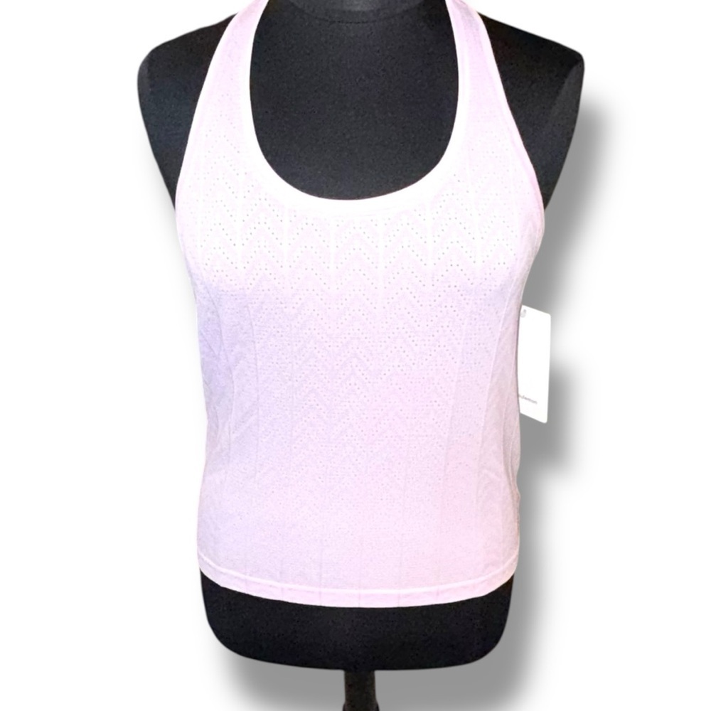 NWT LULULEMON Swiftly Pointelle Racerback Tank *Waist Herringbone Dot Pink 14 - Picture 2 of 11